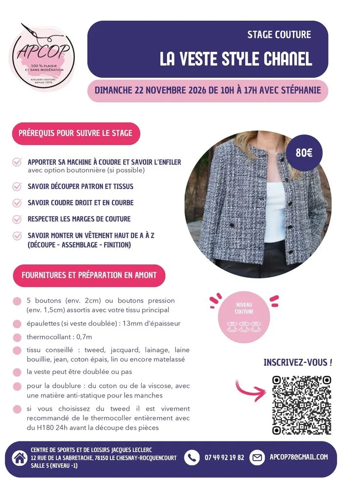 Stage Couture : " La Veste style Chanel ".