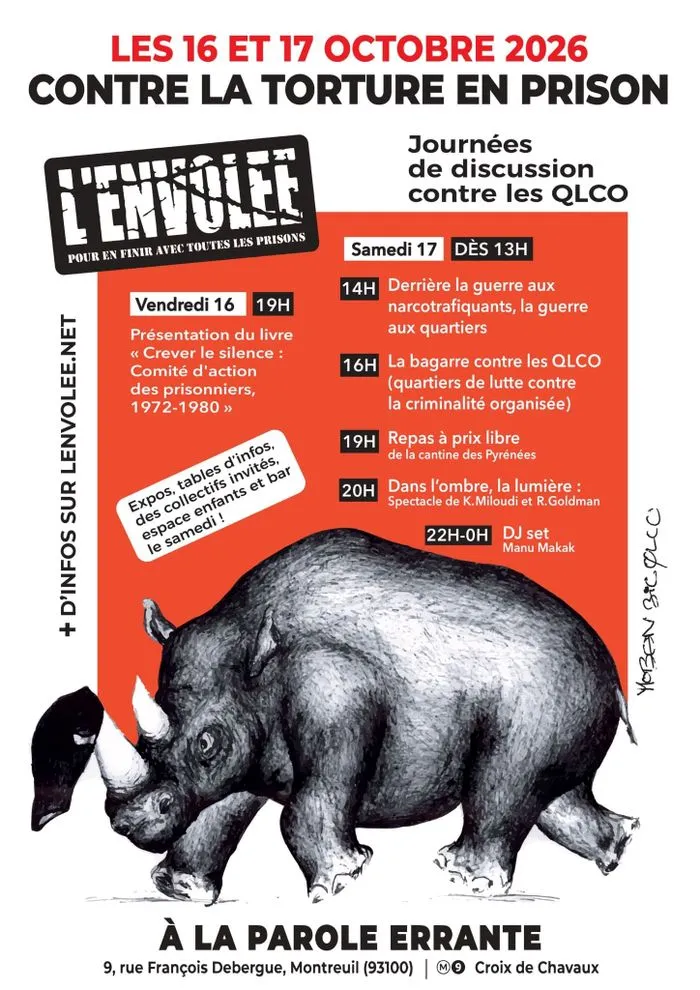 Contre la torture en prison - Journées de discussion contre les QLCO (quartiers de lutte contre la criminalité organisée)