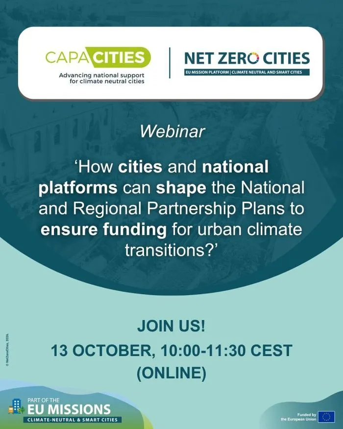 WEBINAR : How cities and national platforms can shape the National and Regional Partnership Plans to ensure funding for urban climate transitions?