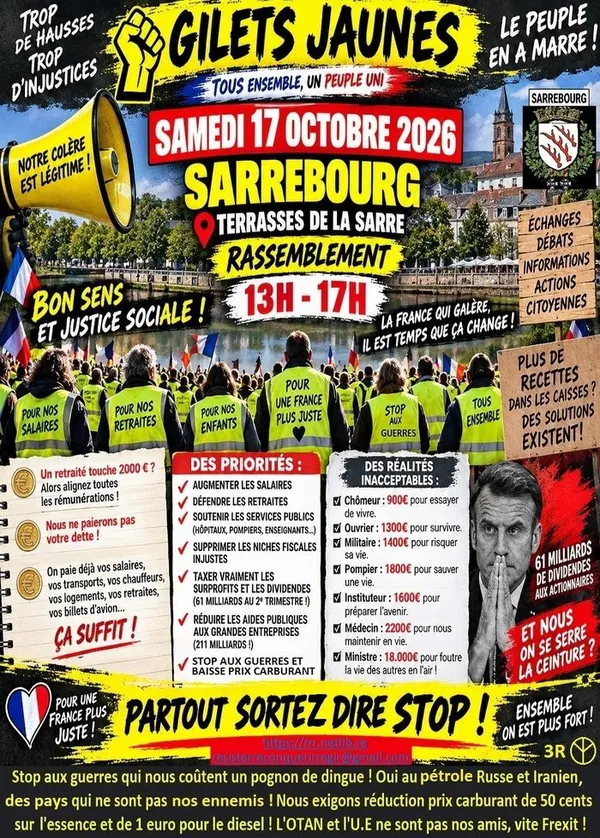 RASSEMBLEMENT GILETS JAUNES À SARREBOURG !