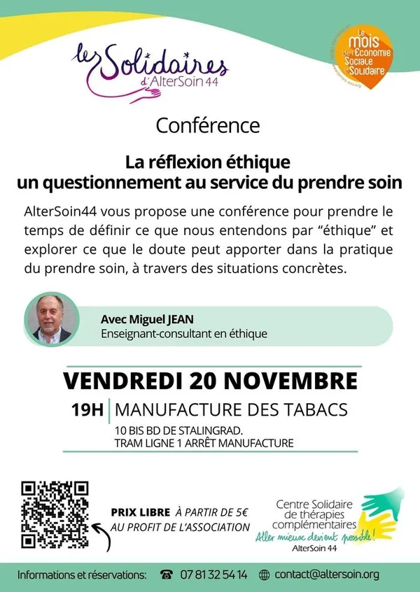 CONFÉRENCE: La réflexion éthique, un questionnement au service du prendre soin.