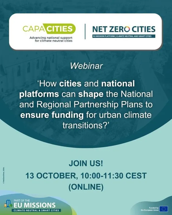 WEBINAR : How cities and national platforms can shape the National and Regional Partnership Plans to ensure funding for urban climate transitions?