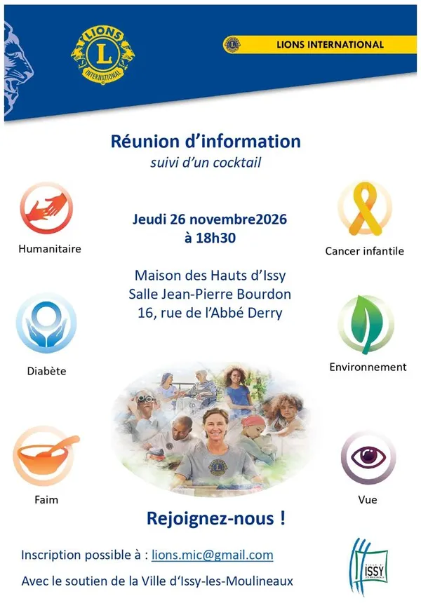 Réunion d’information du Lions Club, le jeudi 26 novembre 2026 à 18h30
